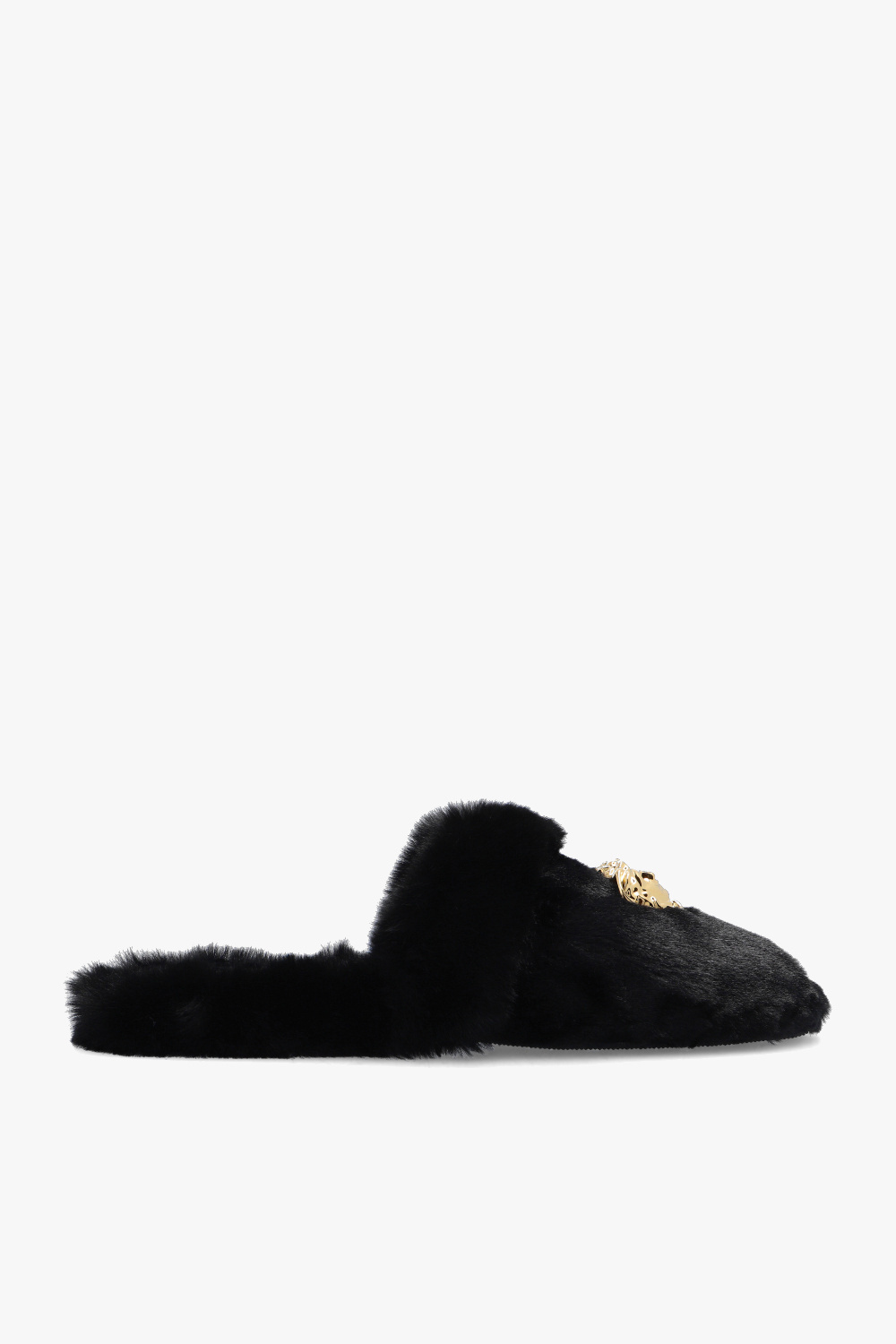 Black Fur slides Versace Home Vitkac Germany